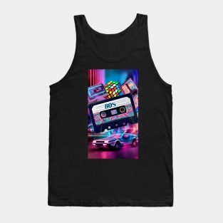 80s nostalgia cassette with car Tank Top